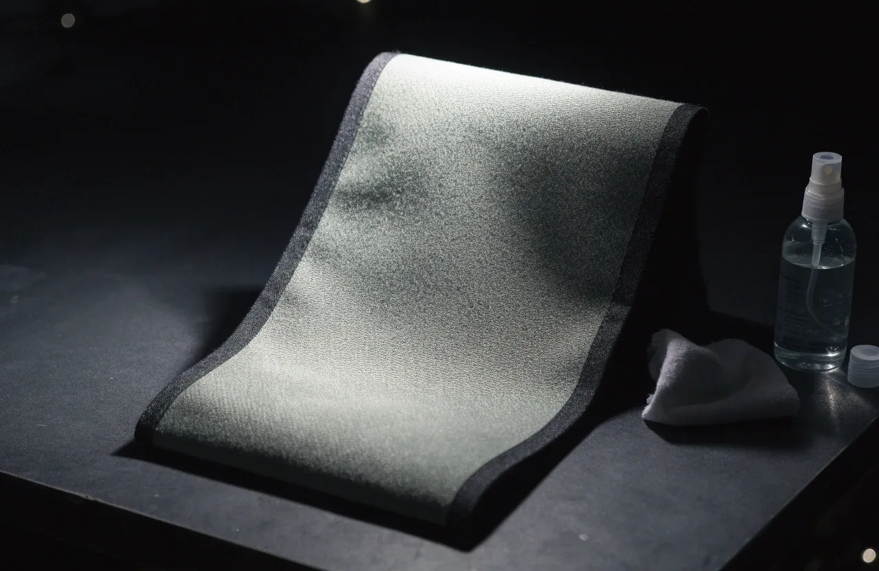 Raking light across the woven surface of a cotton canvas bag panel